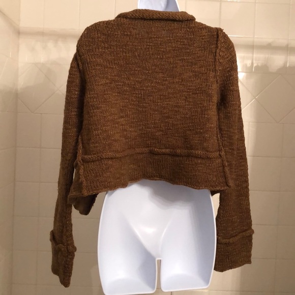 Free People Wool Brown Button Long Sleeve Sweater - Picture 3 of 9